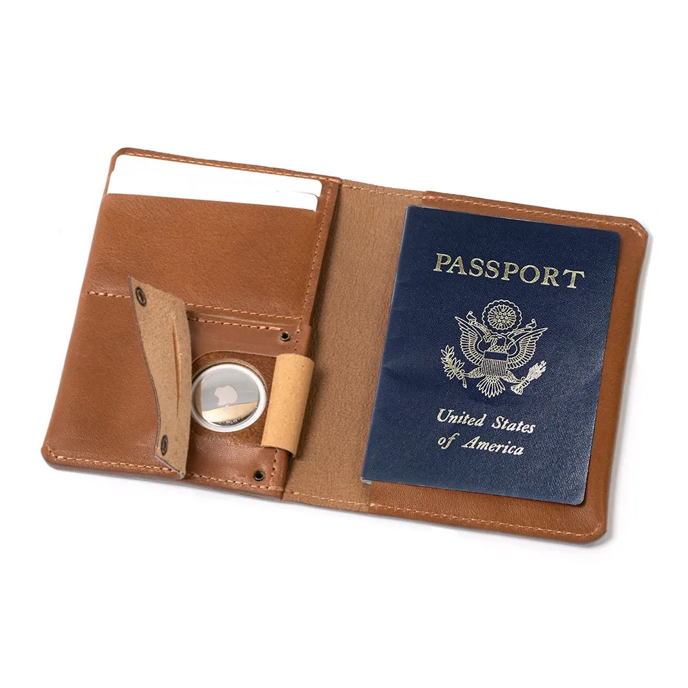 Premium Leather AirTag Passport Holder - Track and Protect Your Belongings