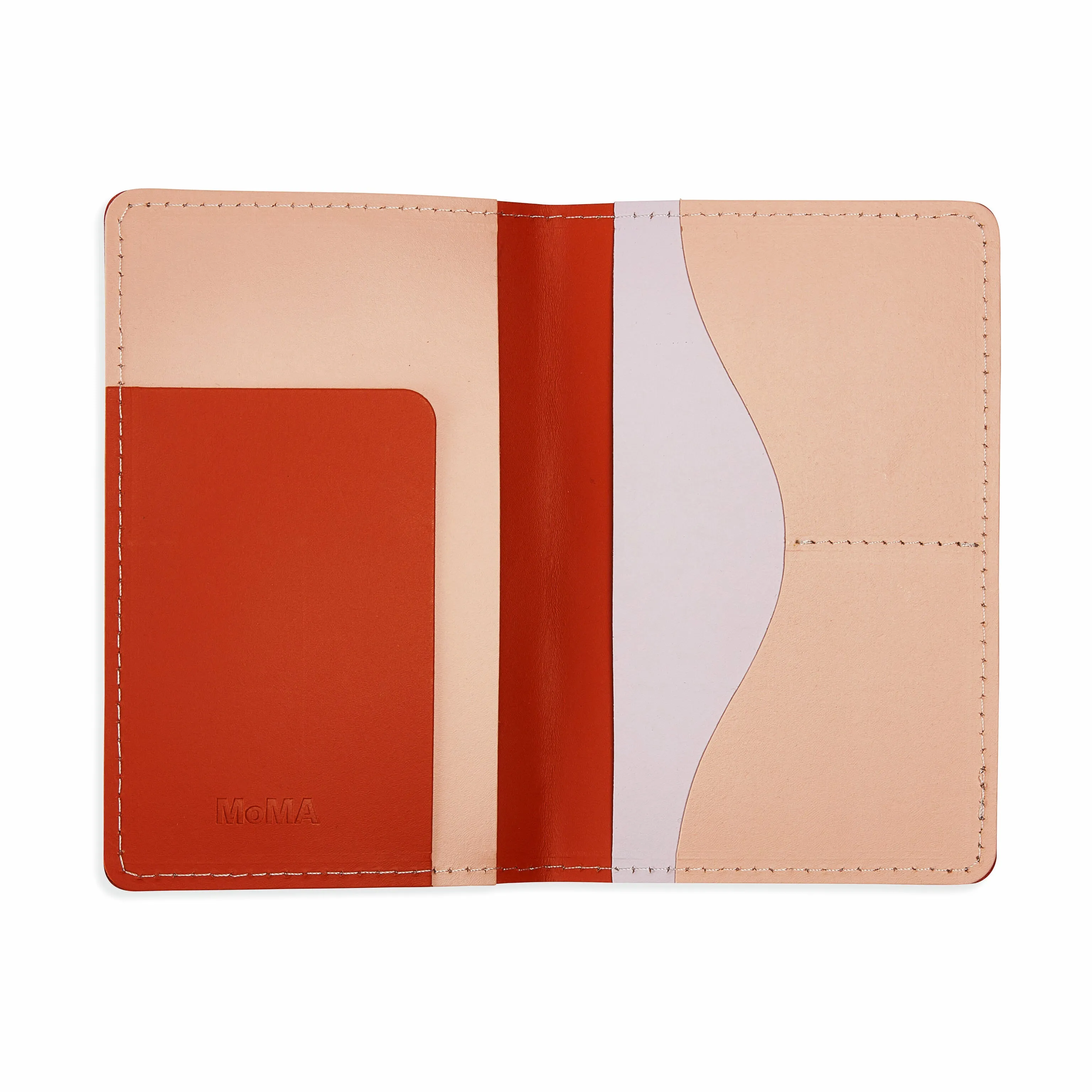 Primary Recycled Leather Passport Case - Rust/ Pink