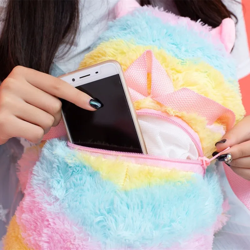 Rainbow Alpaca Plush Bag