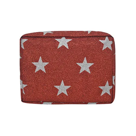 Red Glitter Super Star NGIL Large Cosmetic Travel Pouch