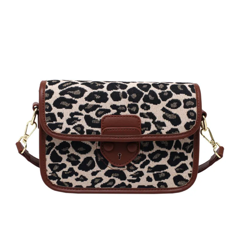 Retro Bag Leopard Plaid Messenger Bag