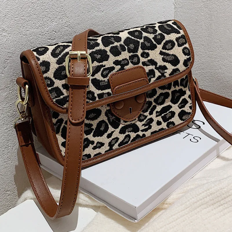 Retro Bag Leopard Plaid Messenger Bag