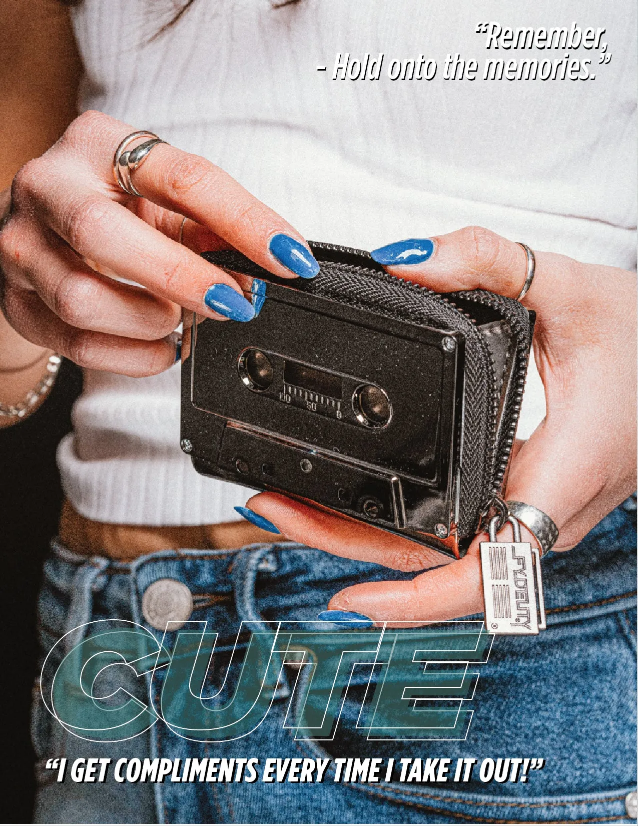 Retro Cassette Wallet | Pewter Chrome