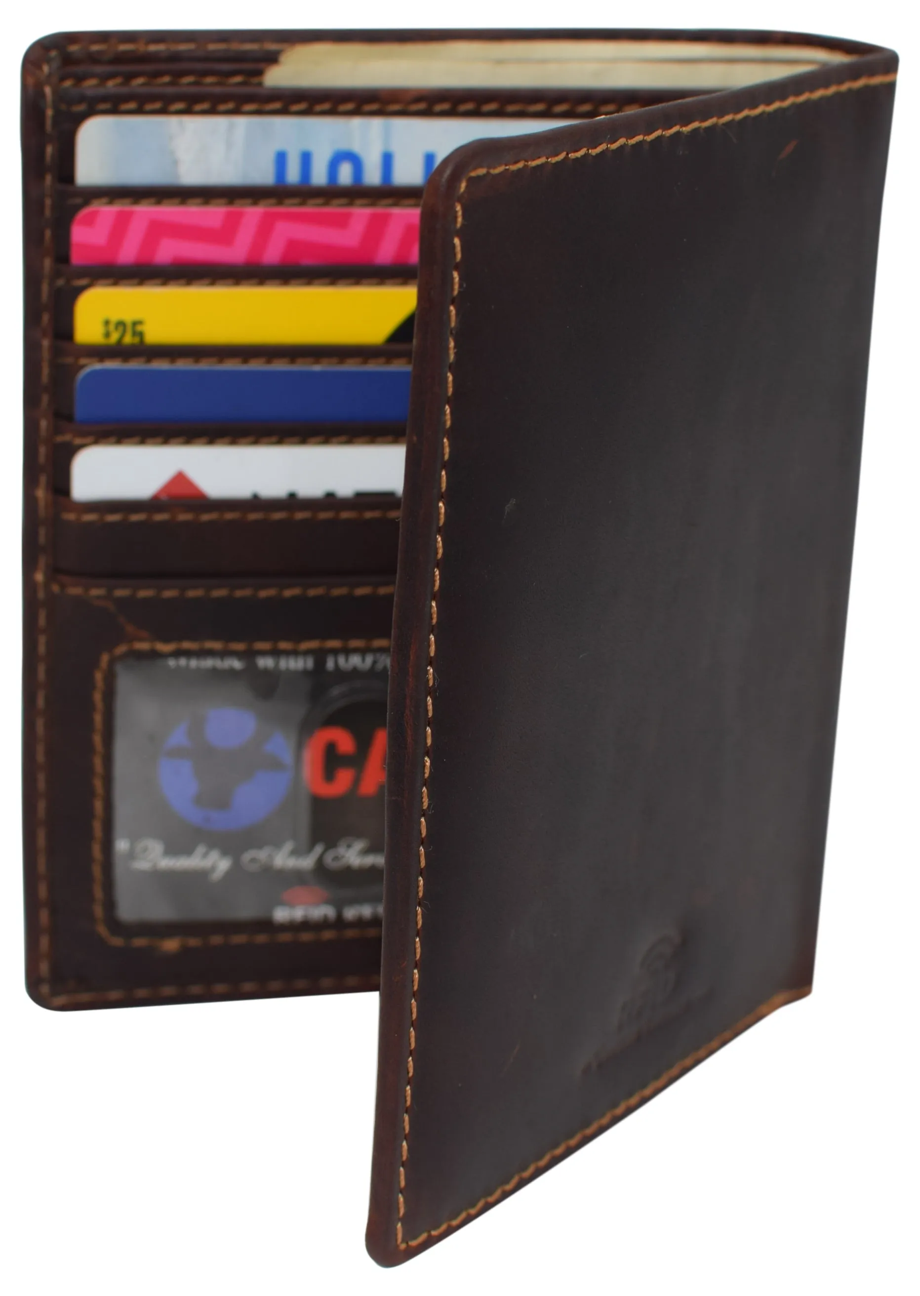 RFID Blocking 2 ID Bifold Hipster Credit Card Wallet Vintage Leather RFID611502RHU