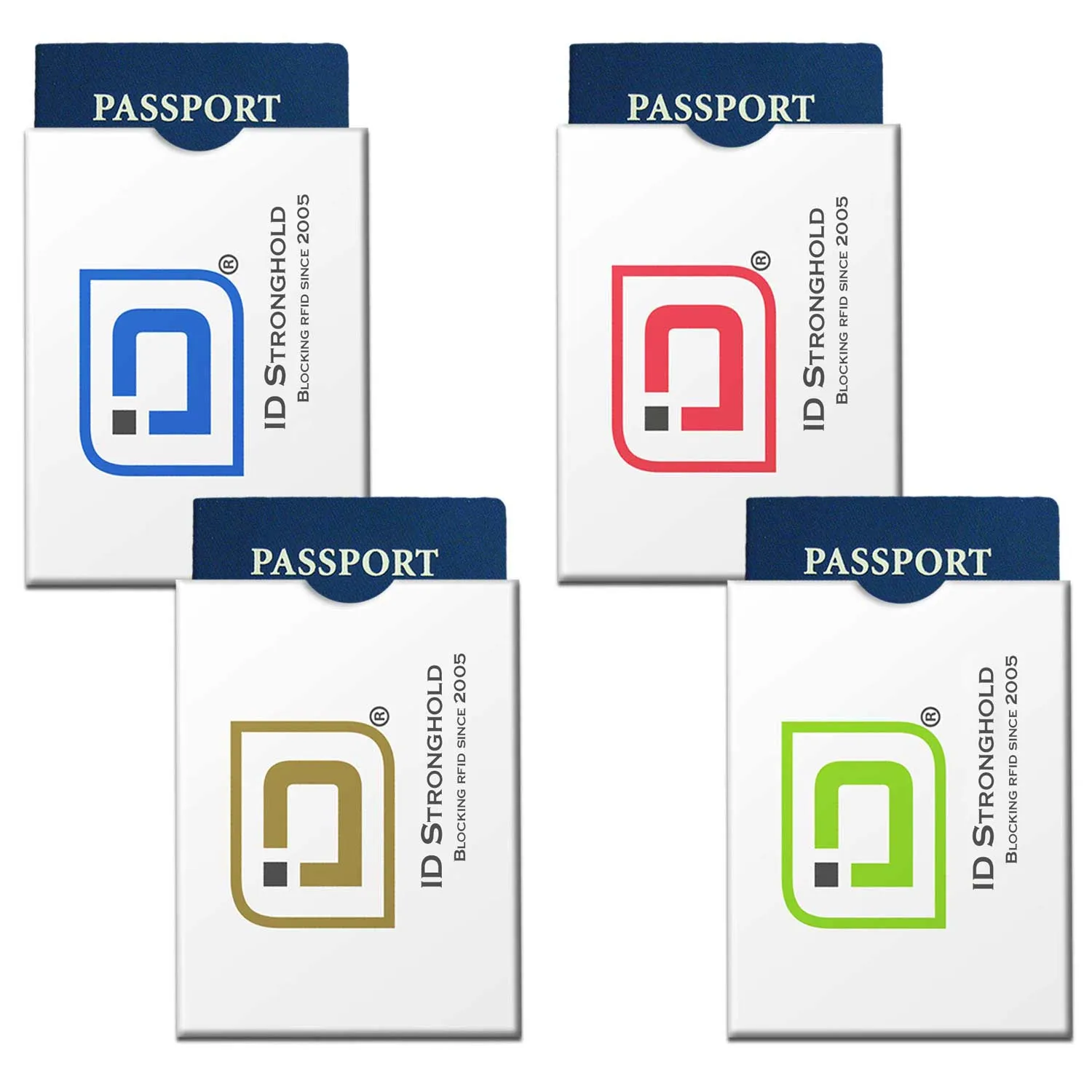 RFID Blocking ID Stronghold Logo Passport Sleeve Covers - 4 Pack