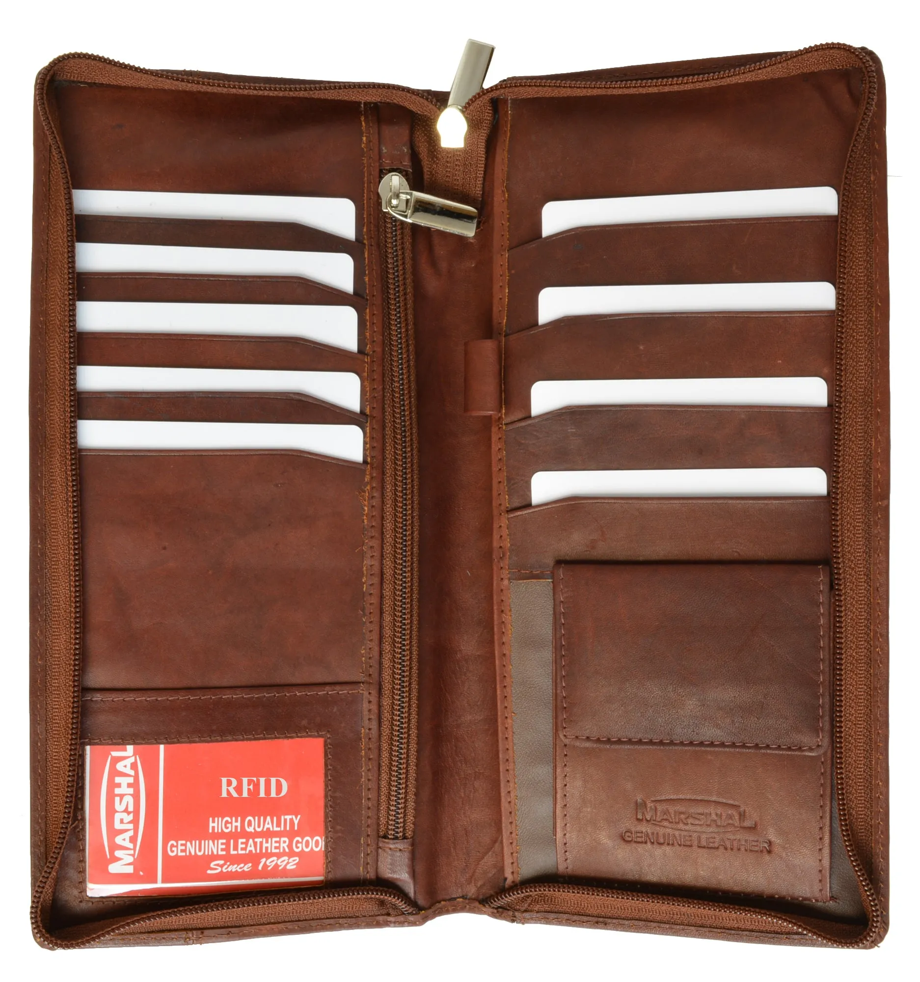 RFID Blocking Travel Wallet & Family Passport Holder Genuine Leather Document Holder & Organizer Protects Your Passports