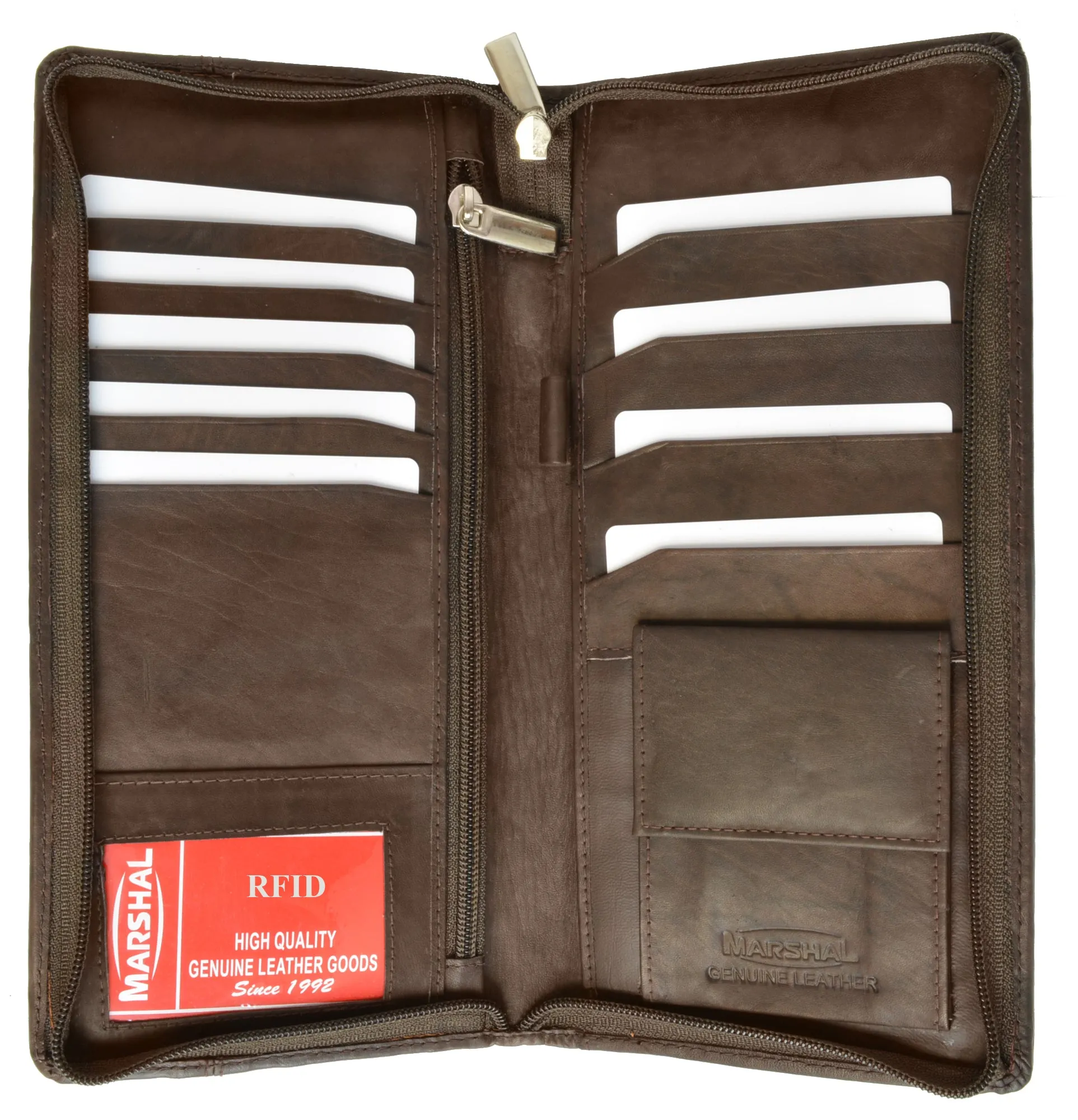 RFID Blocking Travel Wallet & Family Passport Holder Genuine Leather Document Holder & Organizer Protects Your Passports