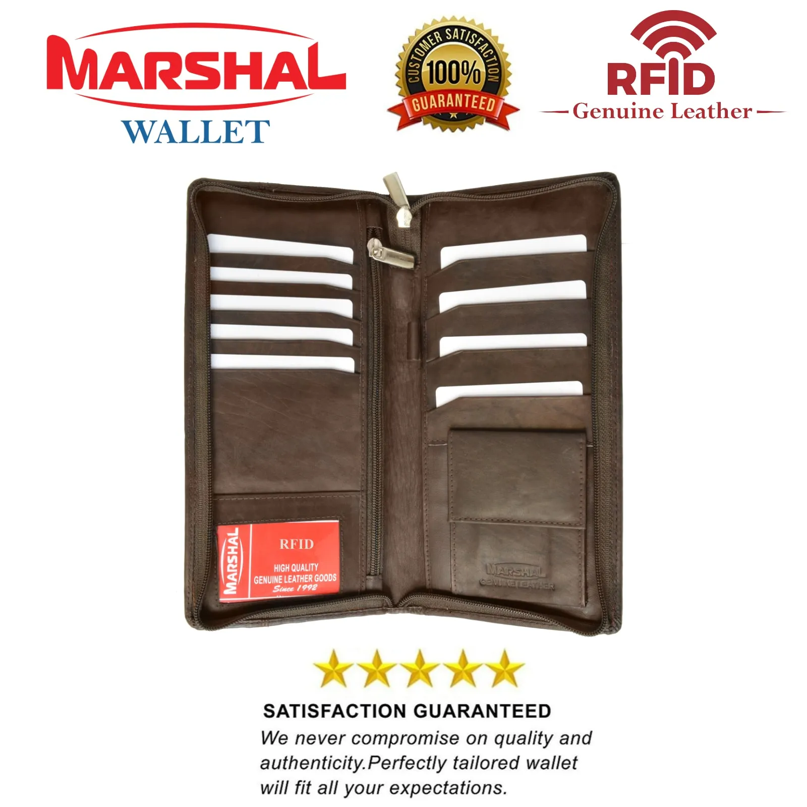 RFID Blocking Travel Wallet & Family Passport Holder Genuine Leather Document Holder & Organizer Protects Your Passports