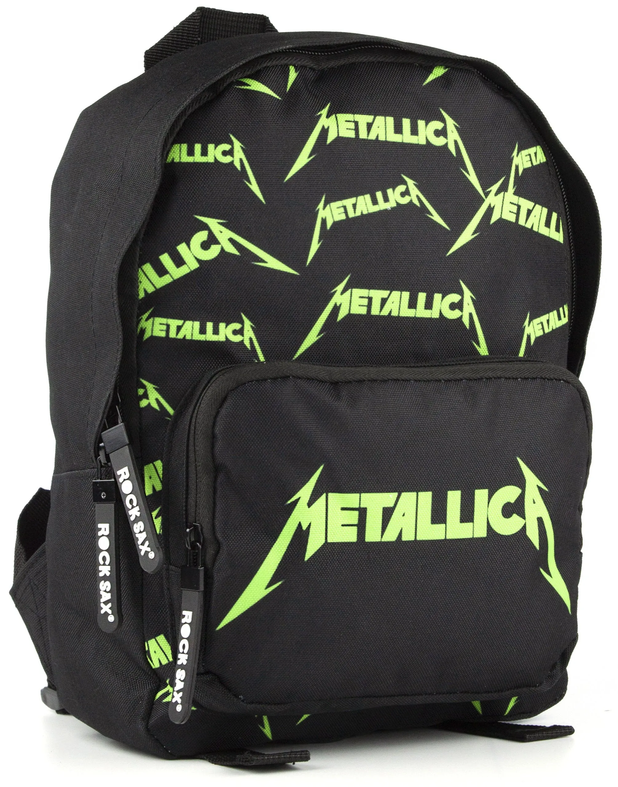 Rock Sax Metallica Green Logo Print Kids Backpack