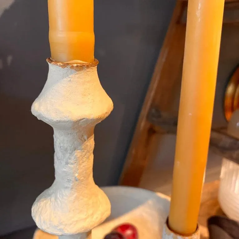 Rustic Papier Mache Candlestick - Esme