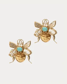 Scarab Beaded Earrings Gold