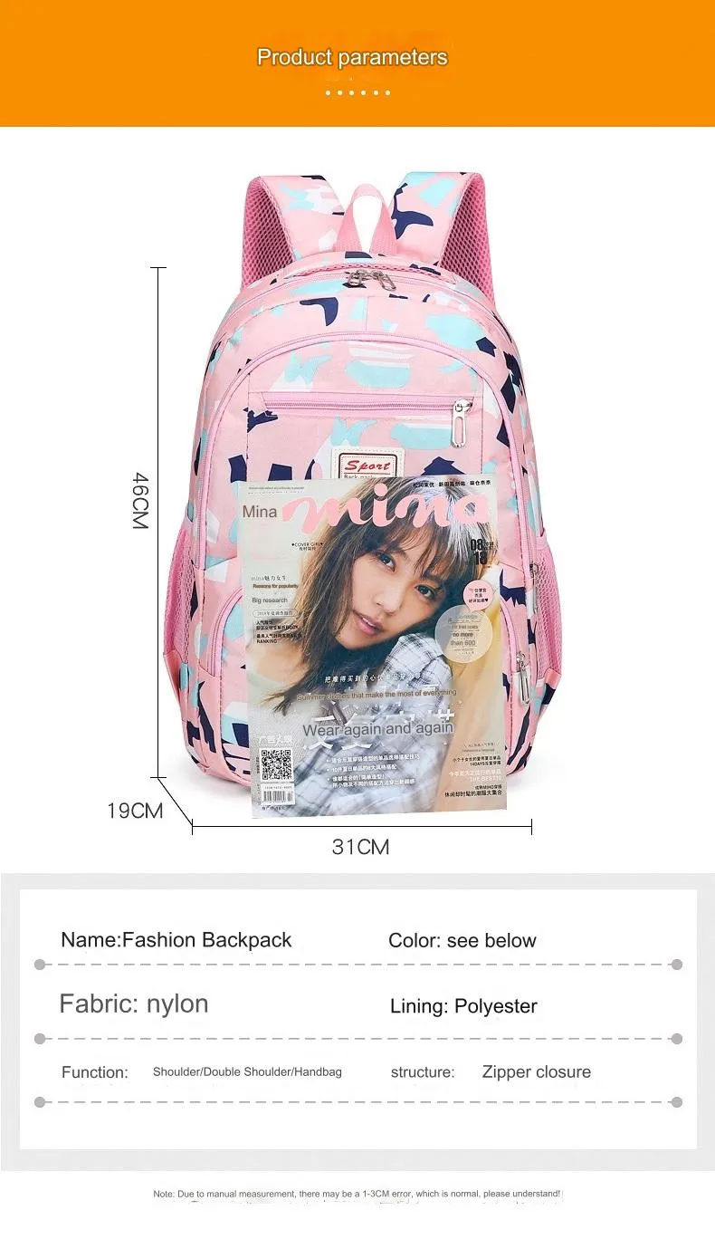 School Bag Multifunction Colorful Printing Backpack 1639-7