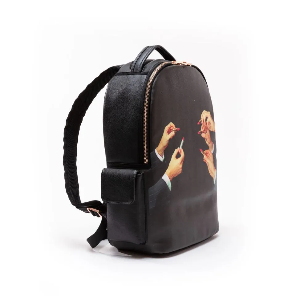 Seletti Toiletpaper Travel Rucksack Lipsticks Black