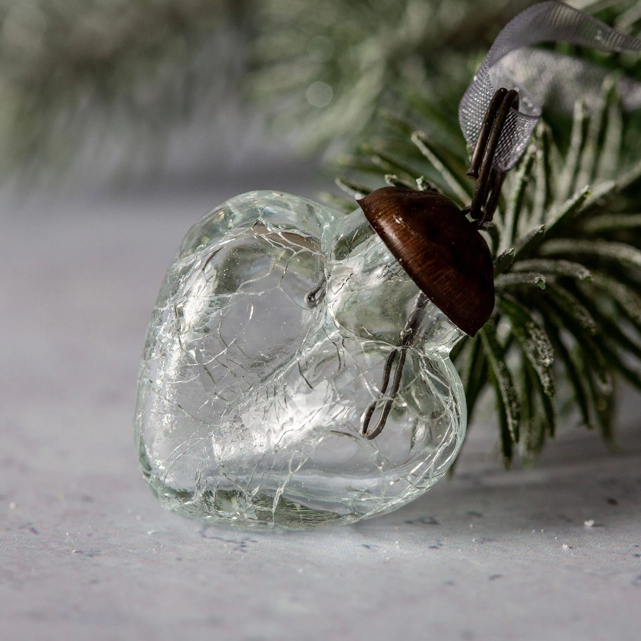 Set of 5 Clear 1" Glass Heart Ornaments Christmas / Valentines Day