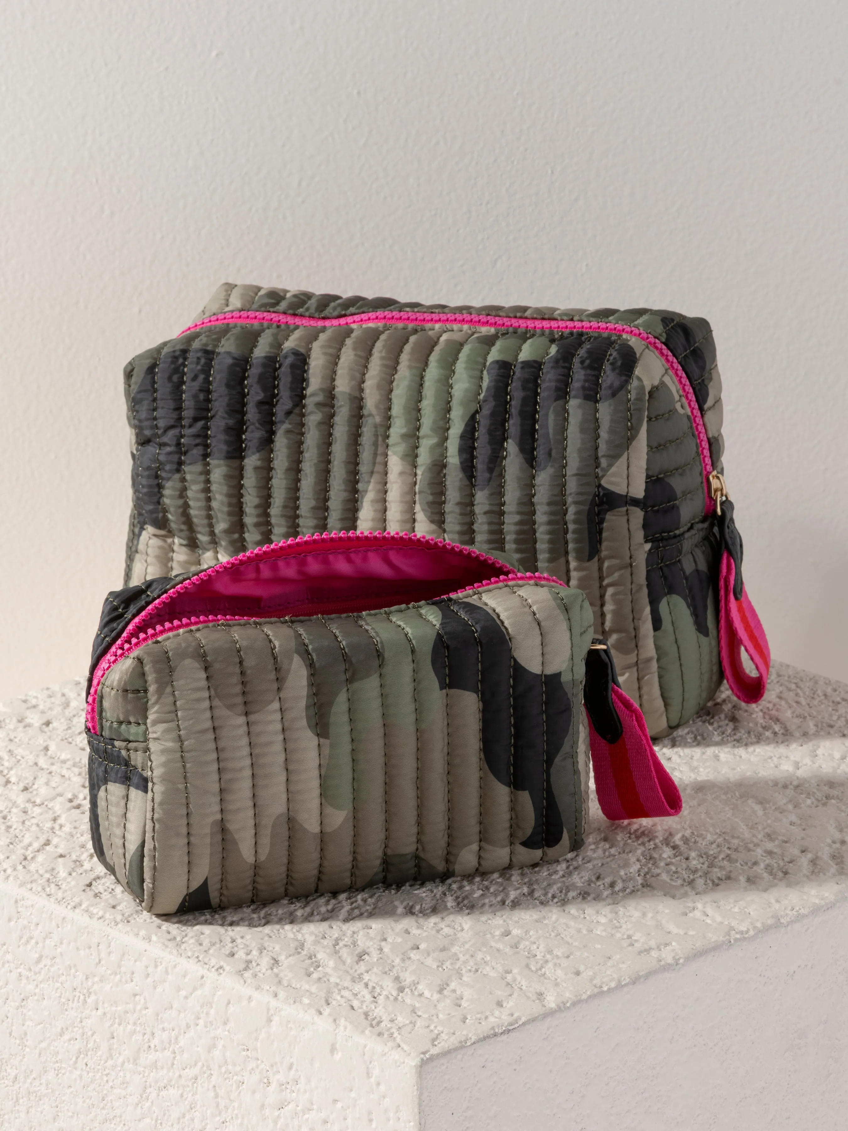 Shiraleah Ezra Quilted Nylon Large Boxy Cosmetic Pouch, Camo