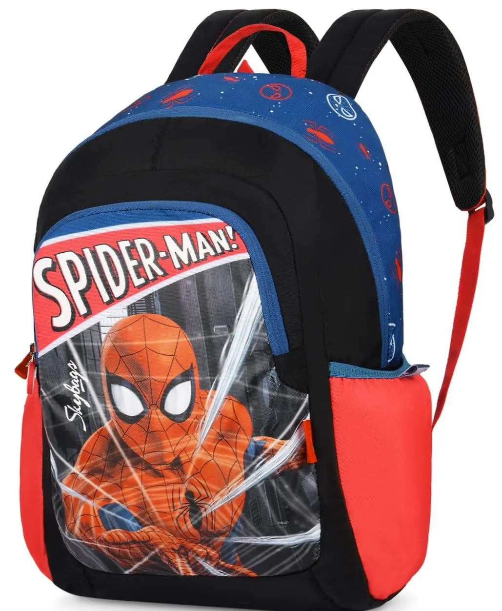 Skybags Spiderman Champ Backpack (Black And Blue)