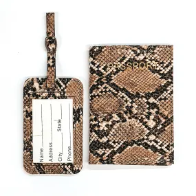 Snake Print Passport and Luggage Tag Set