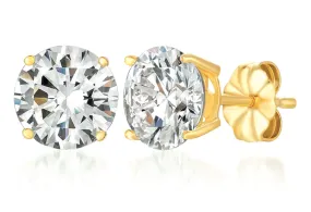 Solitaire Brilliant Stud Earrings Finished in 18kt Yellow Gold- 4.0 cttw