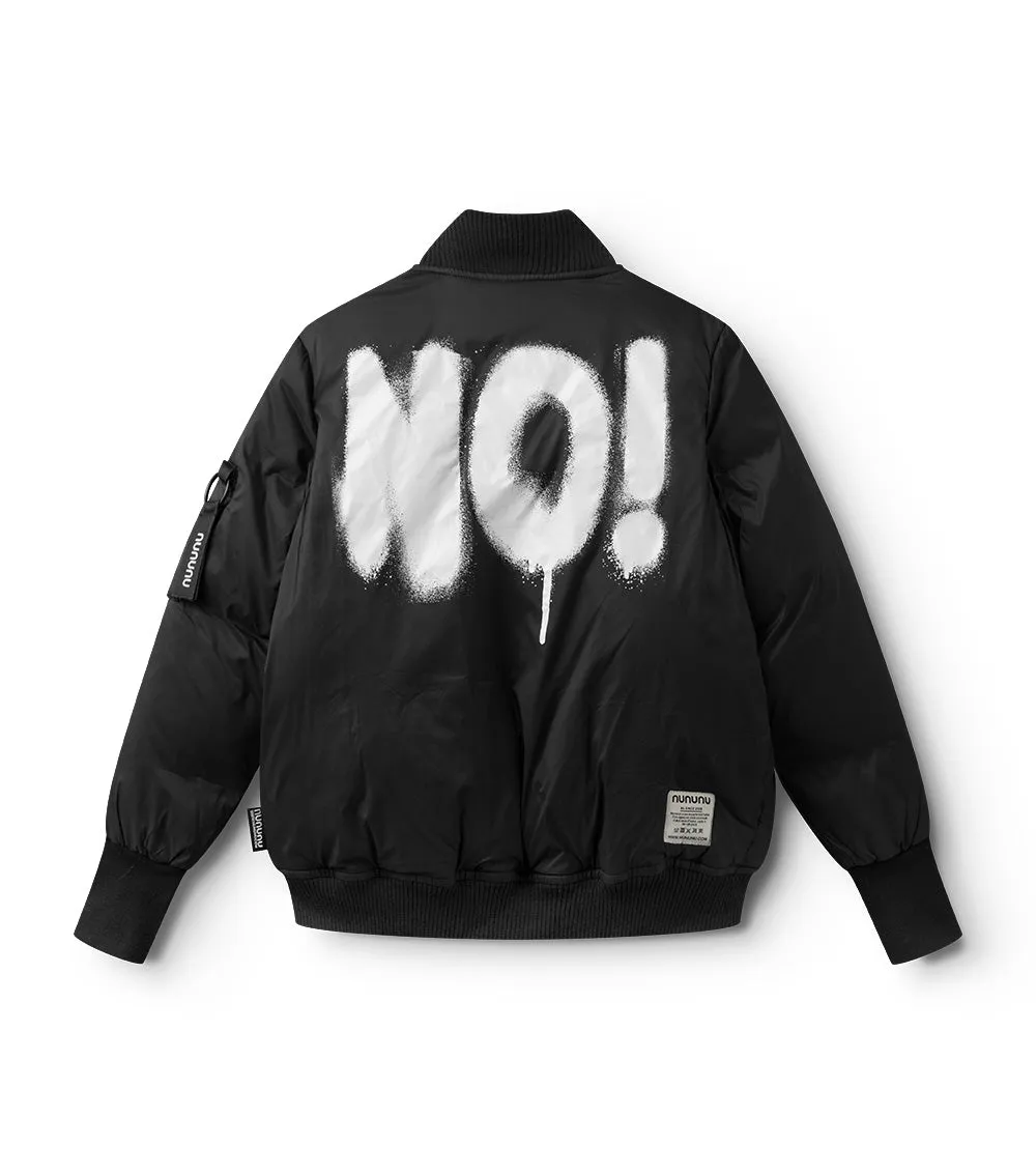 sprayed no! down bomber jacket