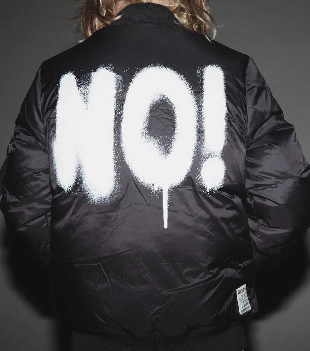 sprayed no! down bomber jacket