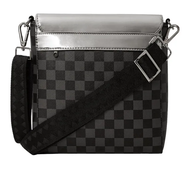 Sprayground Metallic Drips Messenger Bag In Black Silver