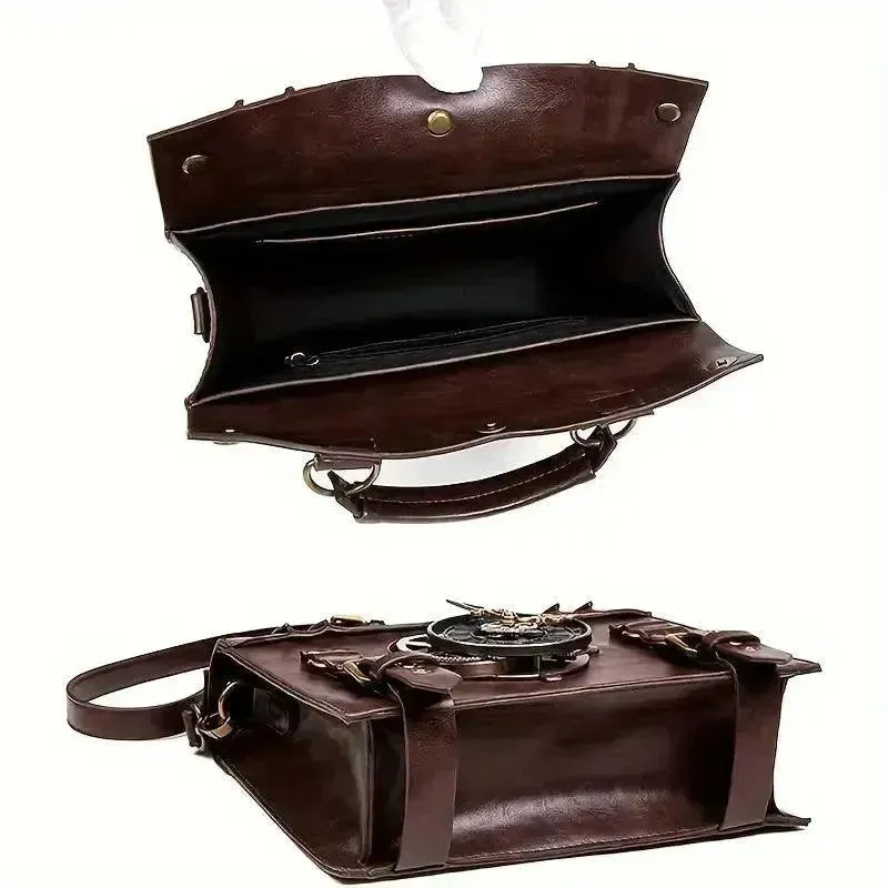 Steampunk Messenger Bag with Turnable Clock