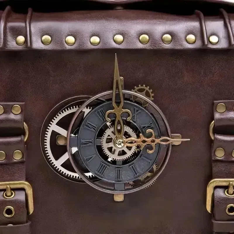 Steampunk Messenger Bag with Turnable Clock