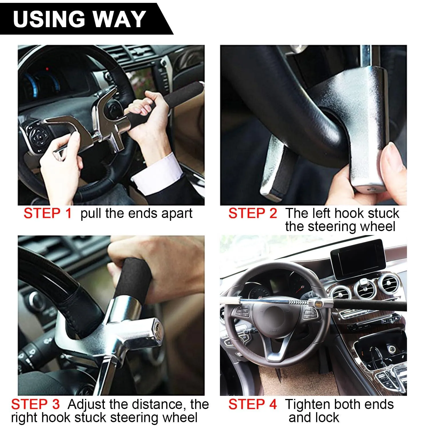 Steering Wheel Lock for Cars, Wheel Lock, Vehicle Anti-Theft.