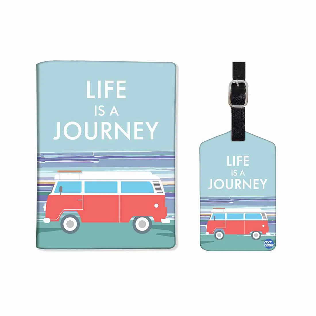 Stylish Passport Holder Travel Case With Luggage Tag - Life IS A Journey