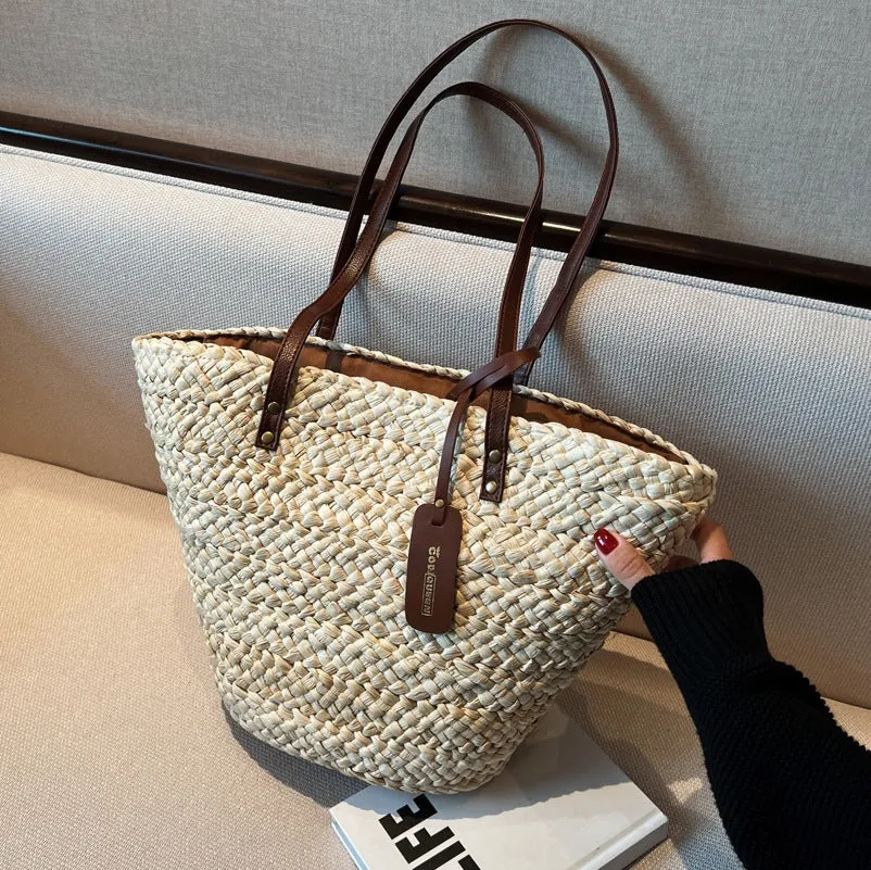 Summer New Straw Woven Bag Bucket Bag