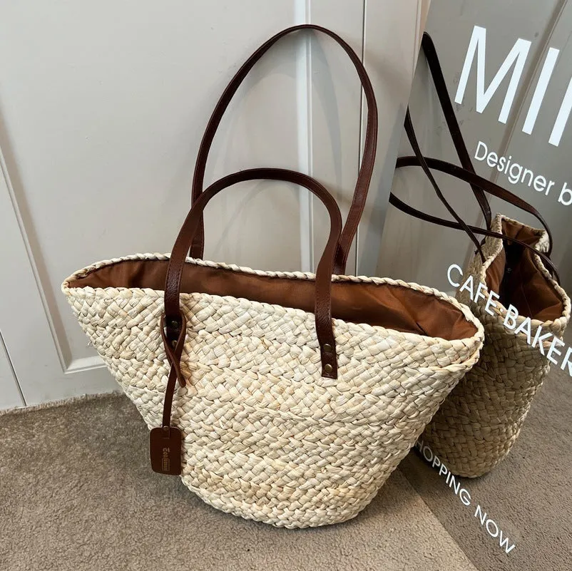 Summer New Straw Woven Bag Bucket Bag