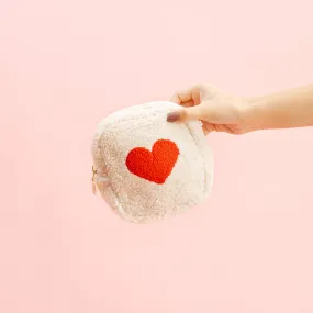 TDE Cream Square Teddy Pouch - Heart