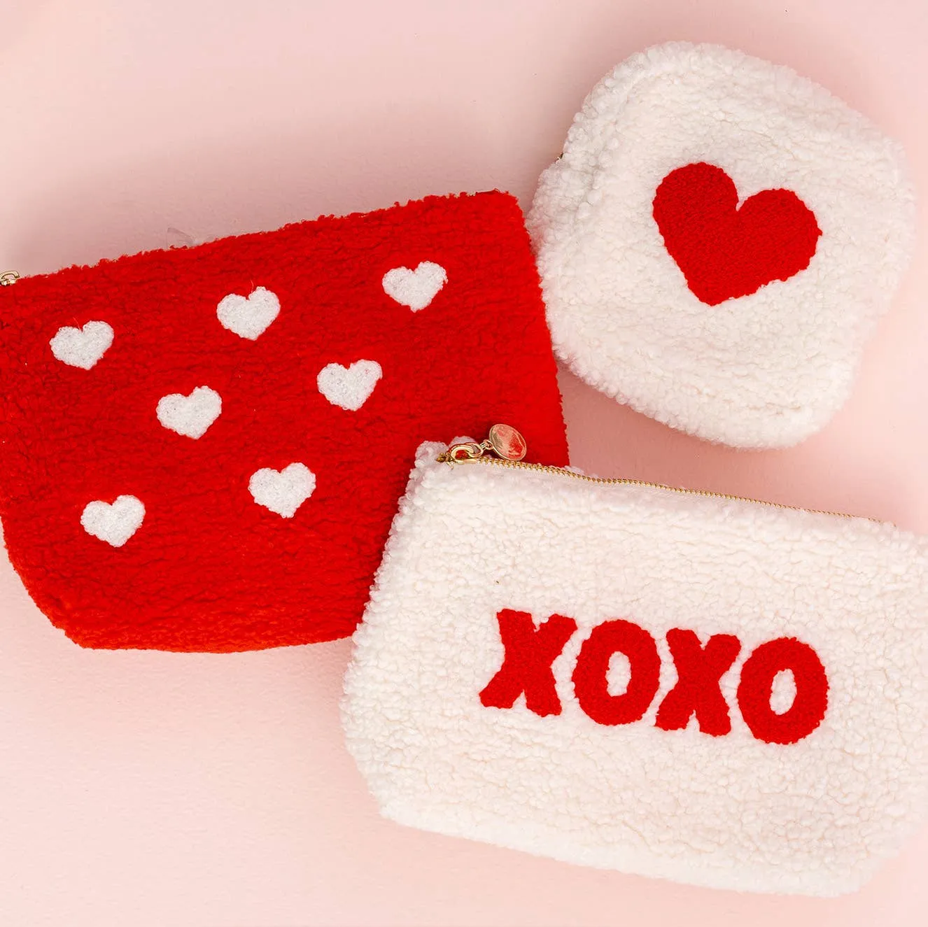 TDE Cream Square Teddy Pouch - Heart