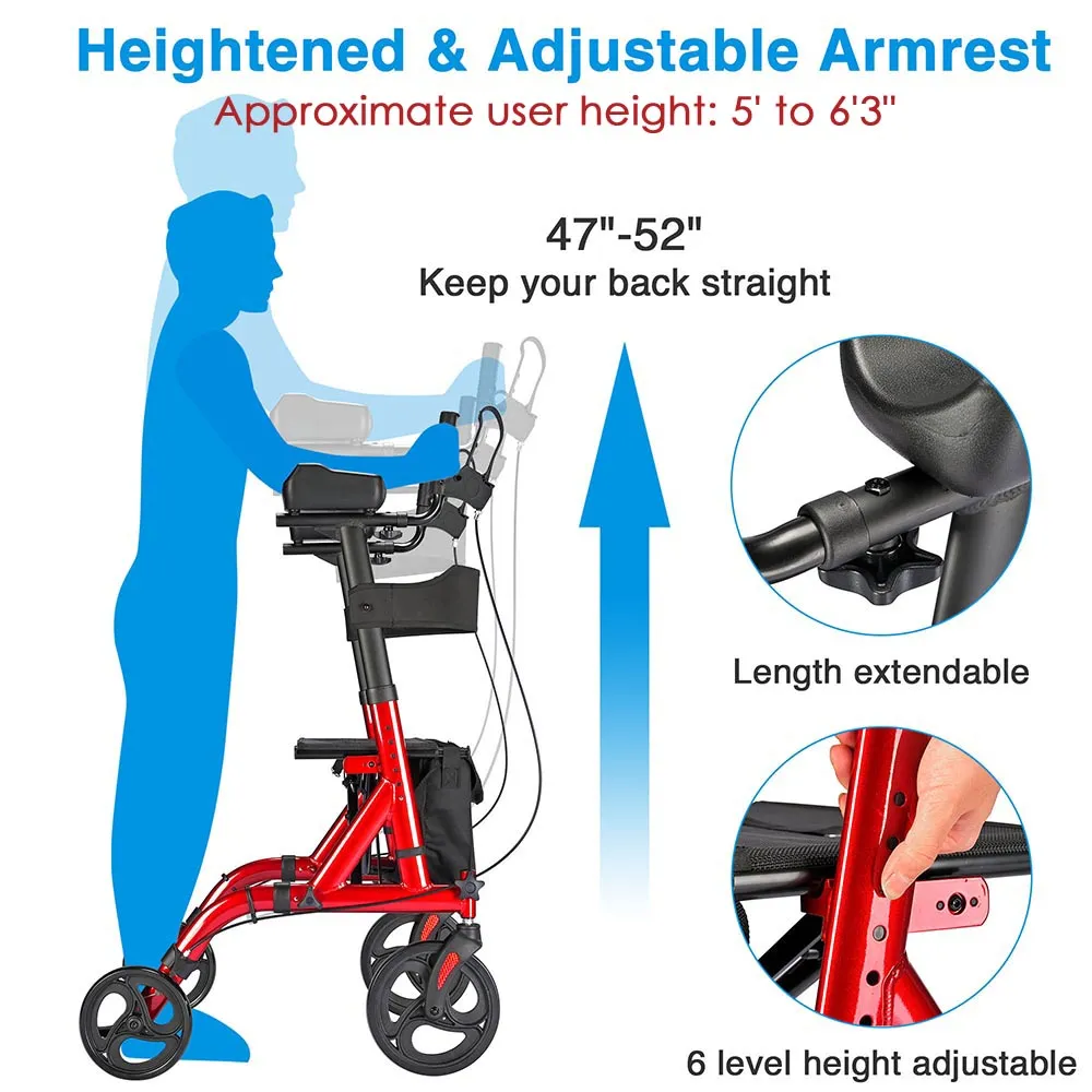 TheLAShop Upright Walker Rollator with Seat Brakes Pouch 4-Casters