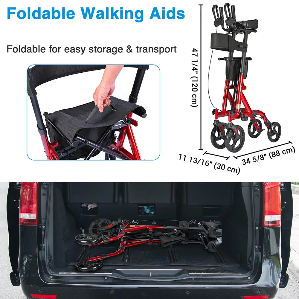 TheLAShop Upright Walker Rollator with Seat Brakes Pouch 4-Casters