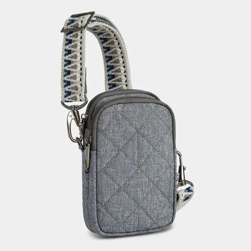 Travelon Anti-Theft Boho 2 Compartment Phone Crossbody - Geo Gray Heather