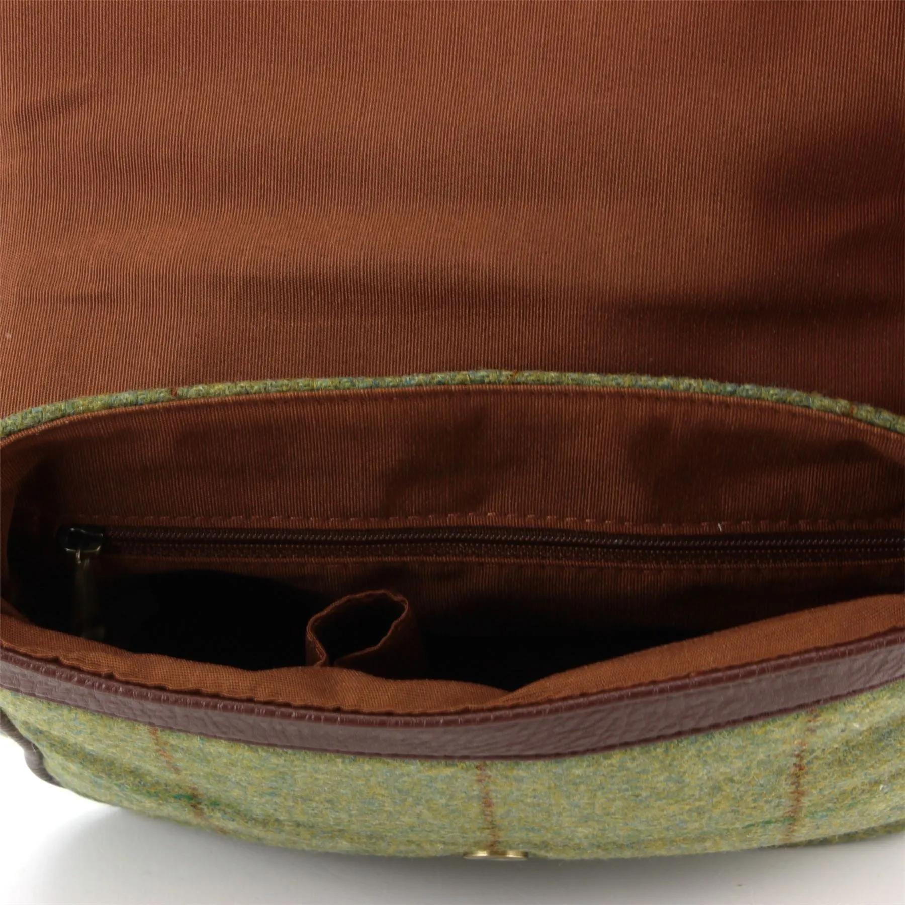 Tweed Cross Body Messenger Shoulder Bag Handbag - Mid Green