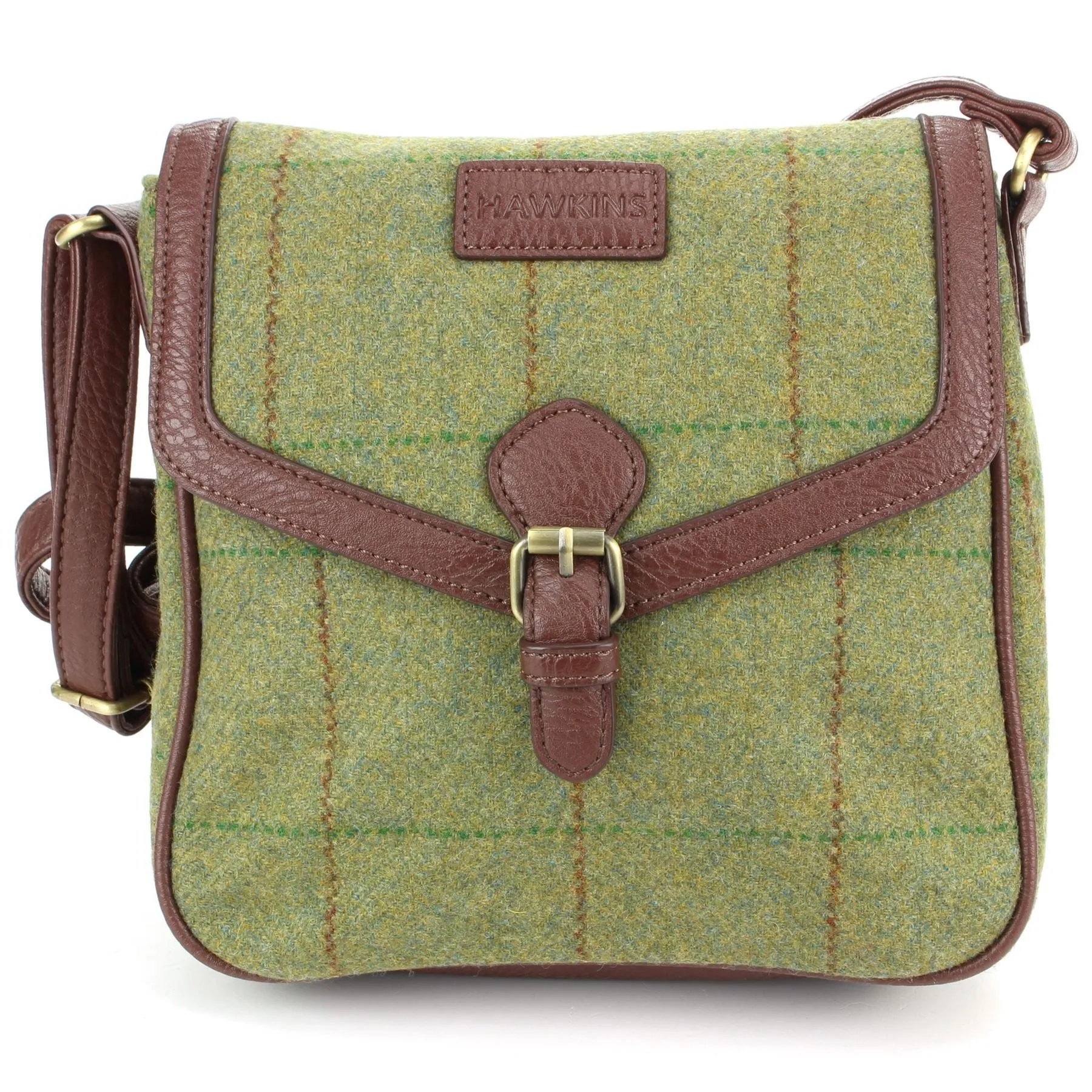 Tweed Cross Body Messenger Shoulder Bag Handbag - Mid Green