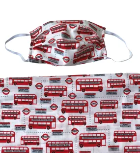 White London Bus Print | Face Masks Handmade