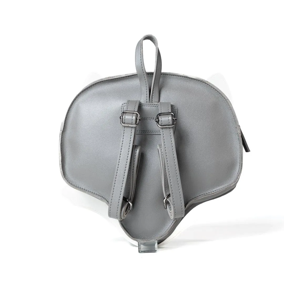 Wolfie Backpack for Kids | Vegan Leather | Grey Color | Velvet Lining