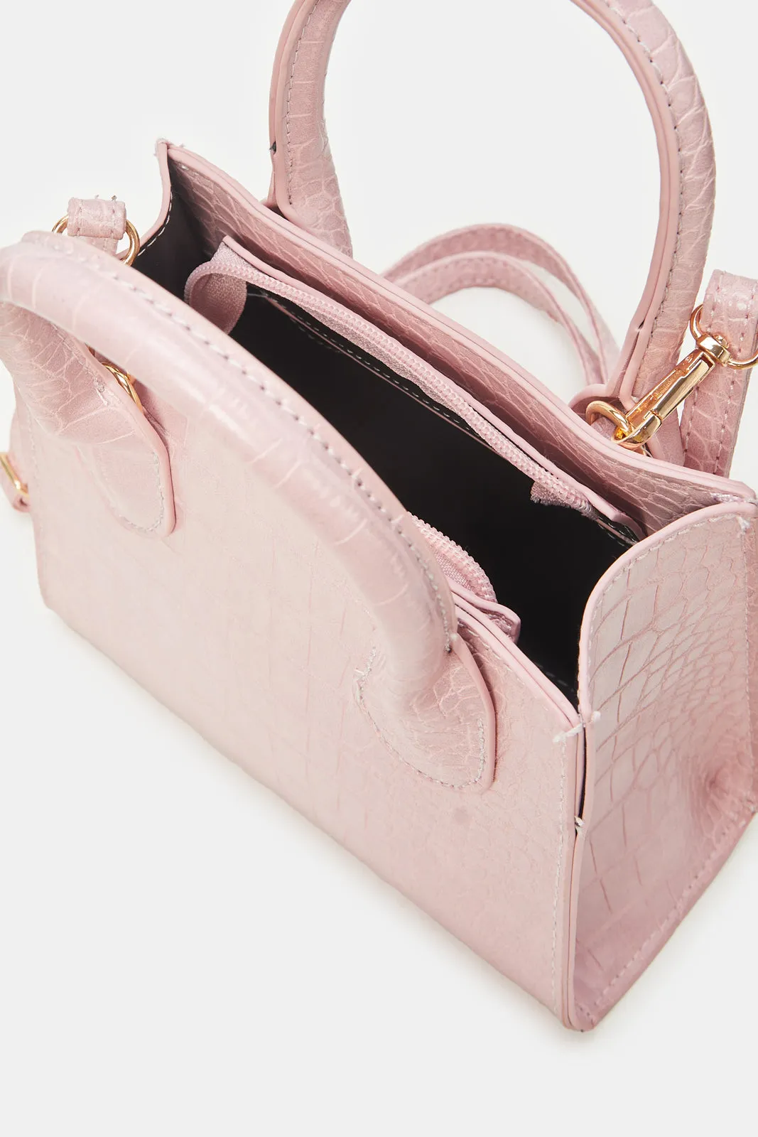 Women Pink Embossed Messenger Bag