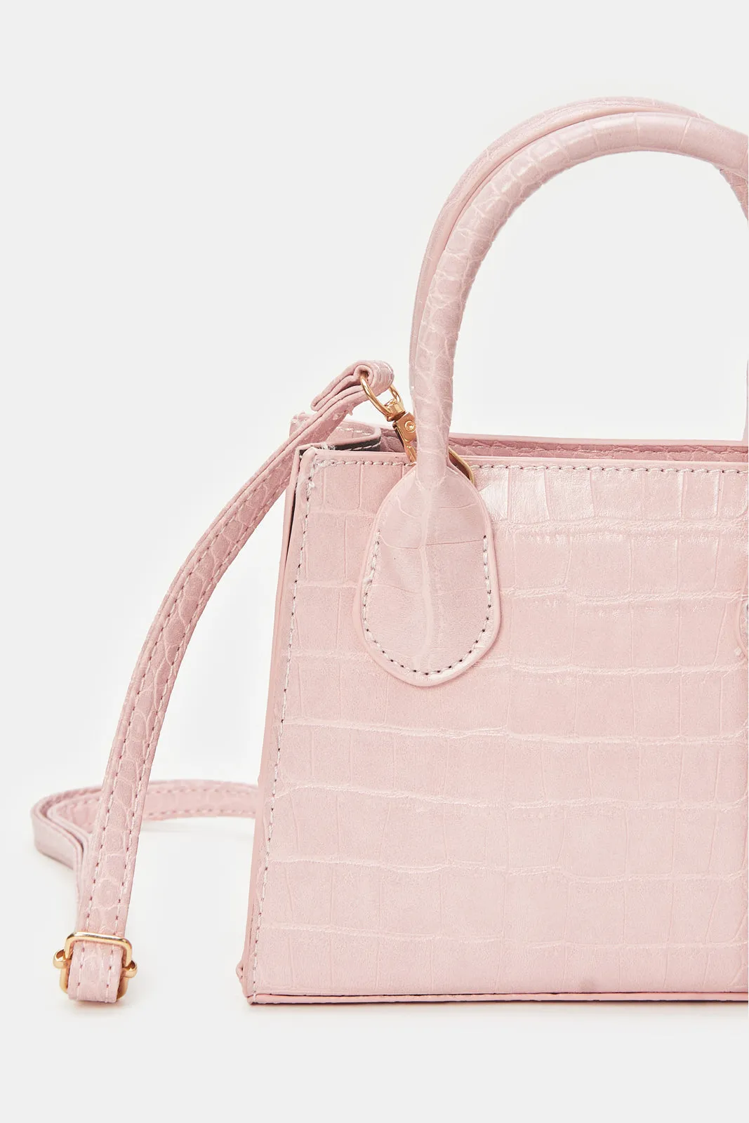 Women Pink Embossed Messenger Bag