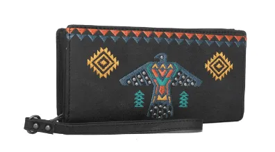 Wrangler by Montana West Black Aztec Eagle Western Wallet WG36-W039BK