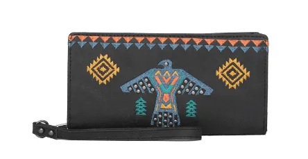 Wrangler by Montana West Black Aztec Eagle Western Wallet WG36-W039BK