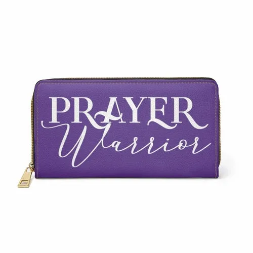 Wristlet Phone Wallet, Purple and White Prayer Warrior Graphic Purse