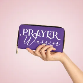 Wristlet Phone Wallet, Purple and White Prayer Warrior Graphic Purse