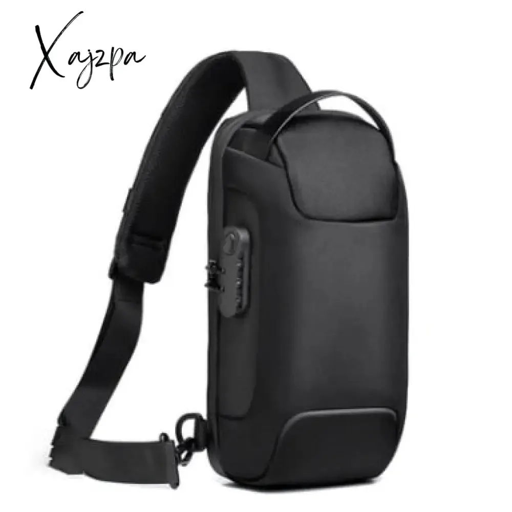 Xajzpa - Men's Waterproof USB Oxford Crossbody Bag Anti-theft Shoulder Sling Multifunction Short Travel Messenger Chest Pack For Male