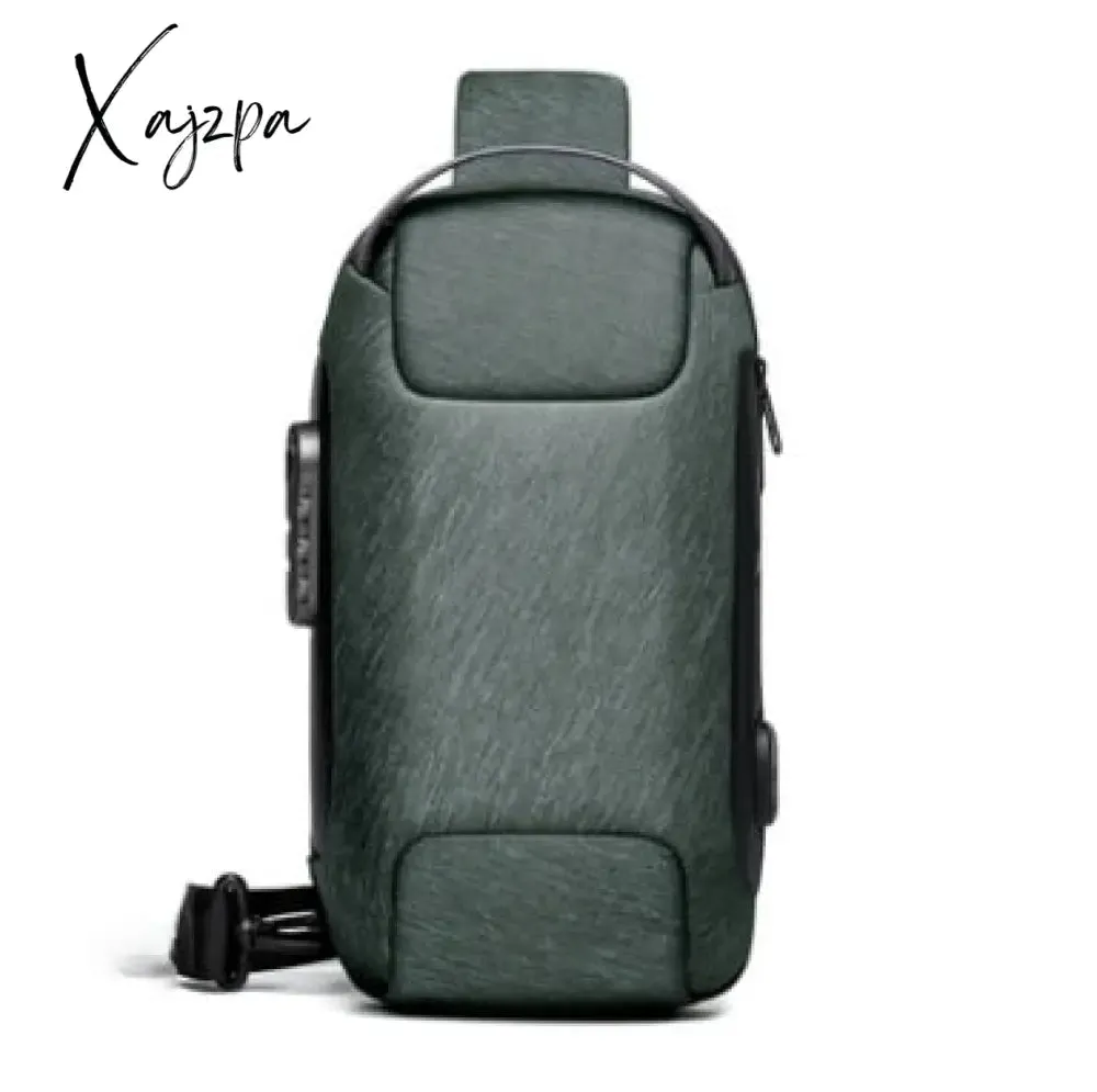 Xajzpa - Men's Waterproof USB Oxford Crossbody Bag Anti-theft Shoulder Sling Multifunction Short Travel Messenger Chest Pack For Male