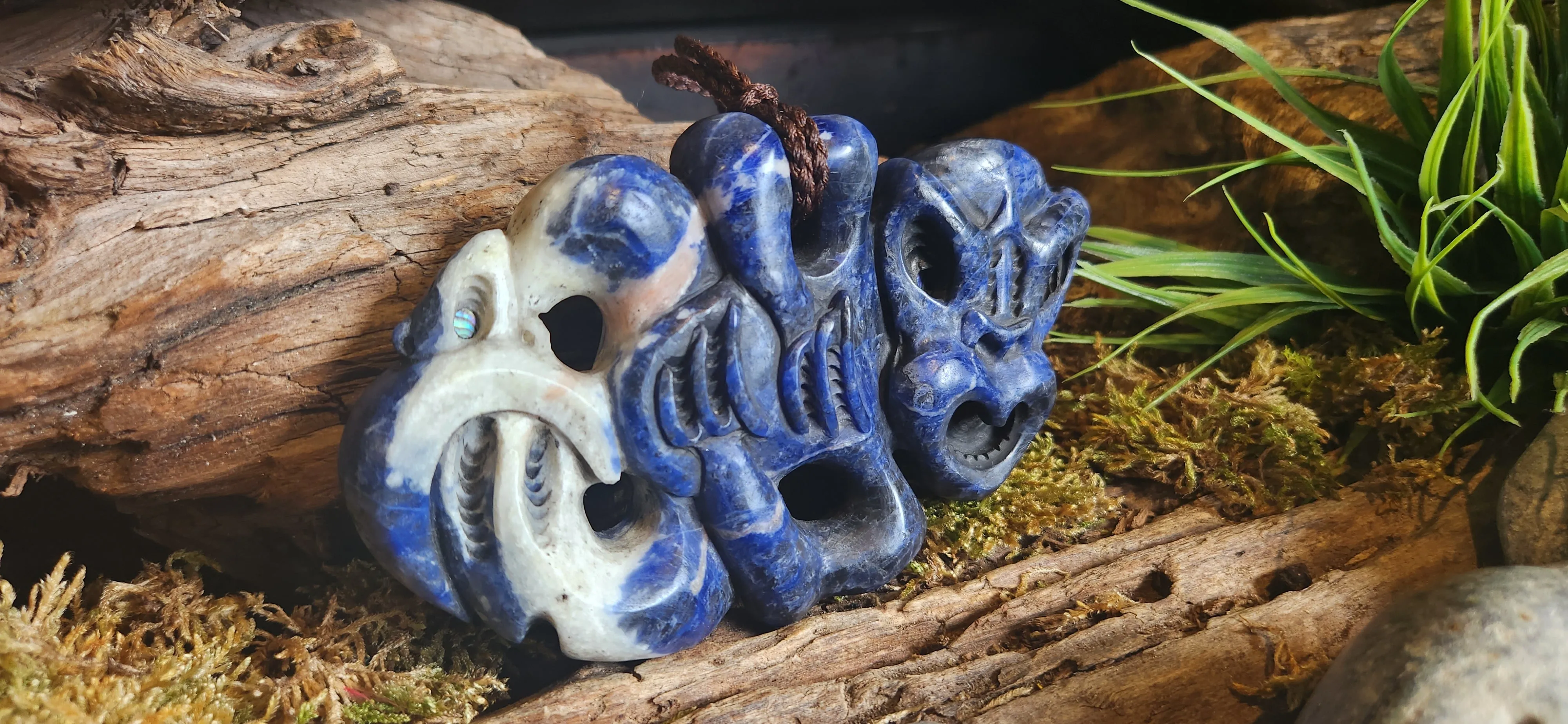 XXL Sodalite hei tiki and manaia duo (double sided)