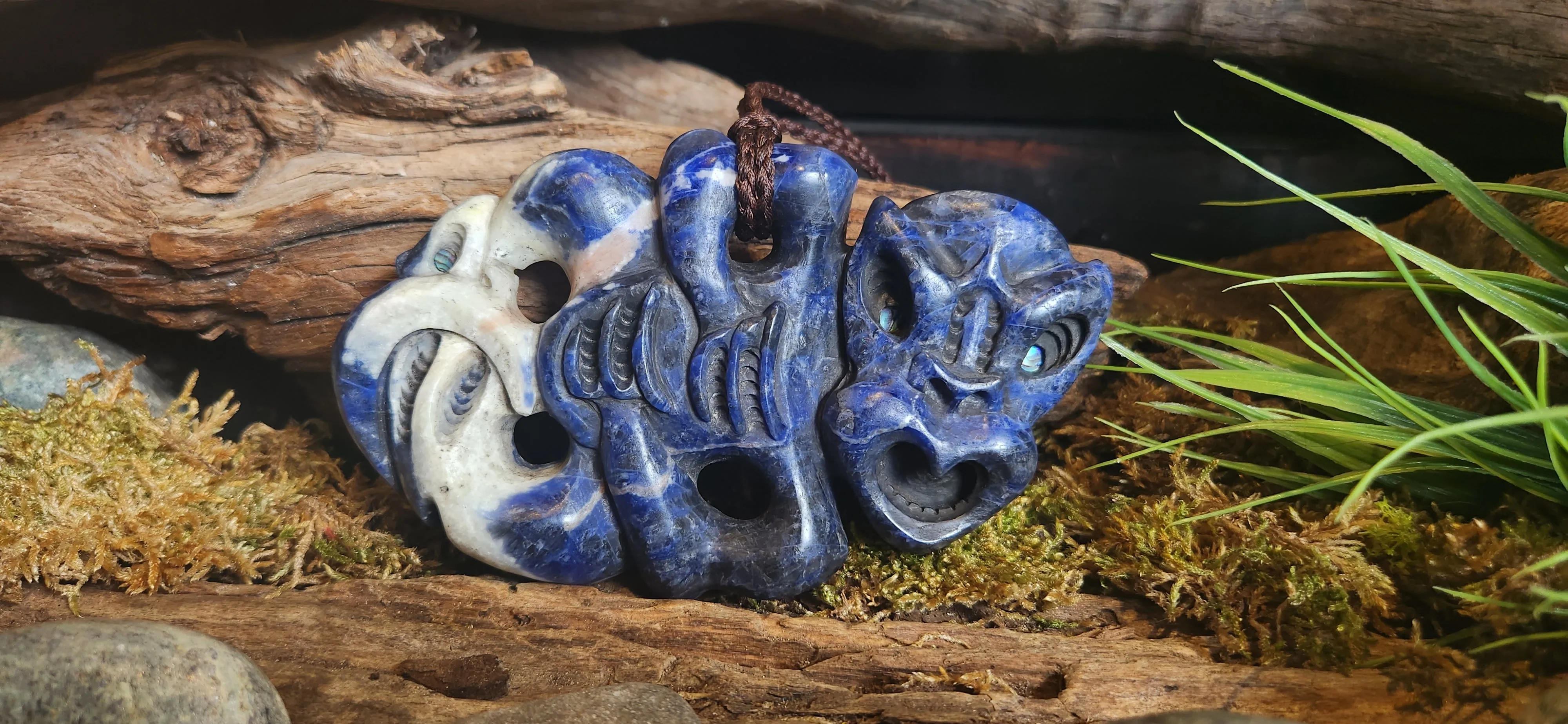 XXL Sodalite hei tiki and manaia duo (double sided)